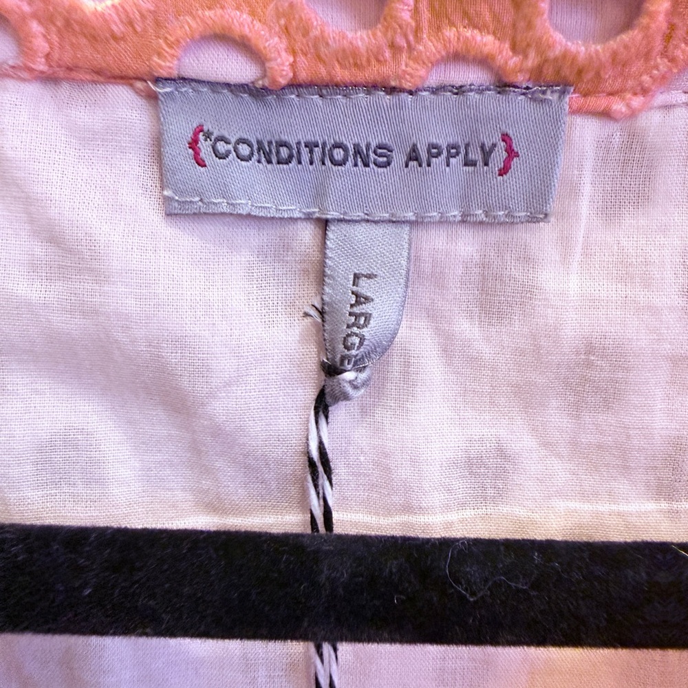 Conditions Apply by Anthropologie 100% Cotton Eyelet Multicolor Shirtdress sz L - Picture 11 of 16